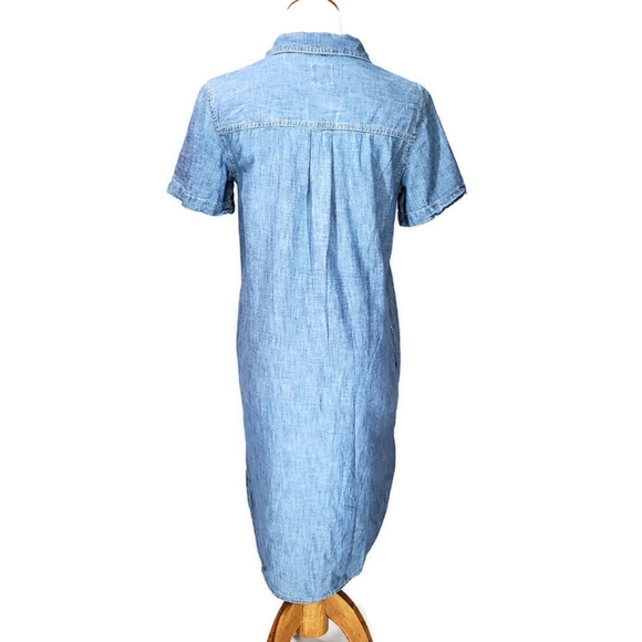 GAP Chambray Popover Denim Shirt Dress in Indigo 100% Cotton Size XS Petite - Picture 2 of 12